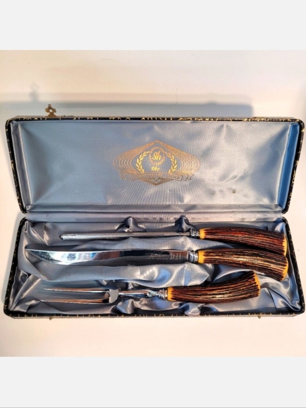 Vintage John Palmer Glo-Hill Holiday Carving Set in Hinged Box